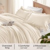 image:imageQueen Comforter Set Pink Bow amp Ruffle Bedding 3 Pieces  White with Green Leaf Floral Print Farmhouse Romantic Bedding Set90x90 InchBeige