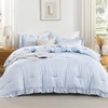 image:imageQueen Comforter Set Pink Bow amp Ruffle Bedding 3 Pieces  White with Green Leaf Floral Print Farmhouse Romantic Bedding Set90x90 InchBlue Gingham
