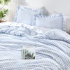 image:imageQueen Comforter Set Pink Bow amp Ruffle Bedding 3 Pieces  White with Green Leaf Floral Print Farmhouse Romantic Bedding Set90x90 InchBlue Gingham
