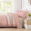 image:imageQueen Comforter Set Pink Bow amp Ruffle Bedding 3 Pieces  White with Green Leaf Floral Print Farmhouse Romantic Bedding Set90x90 InchBlush