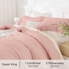 image:imageQueen Comforter Set Pink Bow amp Ruffle Bedding 3 Pieces  White with Green Leaf Floral Print Farmhouse Romantic Bedding Set90x90 InchBlush