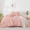 image:imageQueen Comforter Set Pink Bow amp Ruffle Bedding 3 Pieces  White with Green Leaf Floral Print Farmhouse Romantic Bedding Set90x90 InchBlush