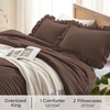 image:imageQueen Comforter Set Pink Bow amp Ruffle Bedding 3 Pieces  White with Green Leaf Floral Print Farmhouse Romantic Bedding Set90x90 InchBrown