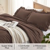 image:imageQueen Comforter Set Pink Bow amp Ruffle Bedding 3 Pieces  White with Green Leaf Floral Print Farmhouse Romantic Bedding Set90x90 InchBrown