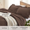 image:imageQueen Comforter Set Pink Bow amp Ruffle Bedding 3 Pieces  White with Green Leaf Floral Print Farmhouse Romantic Bedding Set90x90 InchBrown