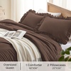 image:imageQueen Comforter Set Pink Bow amp Ruffle Bedding 3 Pieces  White with Green Leaf Floral Print Farmhouse Romantic Bedding Set90x90 InchBrown