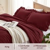 image:imageQueen Comforter Set Pink Bow amp Ruffle Bedding 3 Pieces  White with Green Leaf Floral Print Farmhouse Romantic Bedding Set90x90 InchBurgundy