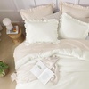 image:imageQueen Comforter Set Pink Bow amp Ruffle Bedding 3 Pieces  White with Green Leaf Floral Print Farmhouse Romantic Bedding Set90x90 InchIvory