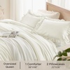 image:imageQueen Comforter Set Pink Bow amp Ruffle Bedding 3 Pieces  White with Green Leaf Floral Print Farmhouse Romantic Bedding Set90x90 InchIvory