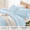 image:imageQueen Comforter Set Pink Bow amp Ruffle Bedding 3 Pieces  White with Green Leaf Floral Print Farmhouse Romantic Bedding Set90x90 InchLight Blue