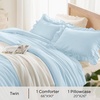 image:imageQueen Comforter Set Pink Bow amp Ruffle Bedding 3 Pieces  White with Green Leaf Floral Print Farmhouse Romantic Bedding Set90x90 InchLight Blue