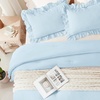 image:imageQueen Comforter Set Pink Bow amp Ruffle Bedding 3 Pieces  White with Green Leaf Floral Print Farmhouse Romantic Bedding Set90x90 InchLight Blue