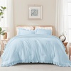 image:imageQueen Comforter Set Pink Bow amp Ruffle Bedding 3 Pieces  White with Green Leaf Floral Print Farmhouse Romantic Bedding Set90x90 InchLight Blue