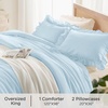 image:imageQueen Comforter Set Pink Bow amp Ruffle Bedding 3 Pieces  White with Green Leaf Floral Print Farmhouse Romantic Bedding Set90x90 InchLight Blue