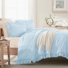 image:imageQueen Comforter Set Pink Bow amp Ruffle Bedding 3 Pieces  White with Green Leaf Floral Print Farmhouse Romantic Bedding Set90x90 InchLight Blue