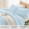 image:imageQueen Comforter Set Pink Bow amp Ruffle Bedding 3 Pieces  White with Green Leaf Floral Print Farmhouse Romantic Bedding Set90x90 InchLight Blue