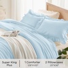 image:imageQueen Comforter Set Pink Bow amp Ruffle Bedding 3 Pieces  White with Green Leaf Floral Print Farmhouse Romantic Bedding Set90x90 InchLight Blue