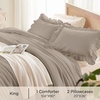 image:imageQueen Comforter Set Pink Bow amp Ruffle Bedding 3 Pieces  White with Green Leaf Floral Print Farmhouse Romantic Bedding Set90x90 InchLight Brown