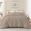 image:imageQueen Comforter Set Pink Bow amp Ruffle Bedding 3 Pieces  White with Green Leaf Floral Print Farmhouse Romantic Bedding Set90x90 InchLight Brown