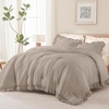 image:imageQueen Comforter Set Pink Bow amp Ruffle Bedding 3 Pieces  White with Green Leaf Floral Print Farmhouse Romantic Bedding Set90x90 InchLight Brown