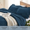 image:imageQueen Comforter Set Pink Bow amp Ruffle Bedding 3 Pieces  White with Green Leaf Floral Print Farmhouse Romantic Bedding Set90x90 InchNavy Blue