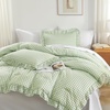 image:imageQueen Comforter Set Pink Bow amp Ruffle Bedding 3 Pieces  White with Green Leaf Floral Print Farmhouse Romantic Bedding Set90x90 InchSage Gingham
