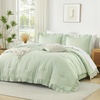 image:imageQueen Comforter Set Pink Bow amp Ruffle Bedding 3 Pieces  White with Green Leaf Floral Print Farmhouse Romantic Bedding Set90x90 InchSage Gingham