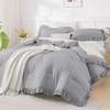 image:imageQueen Comforter Set Pink Bow amp Ruffle Bedding 3 Pieces  White with Green Leaf Floral Print Farmhouse Romantic Bedding Set90x90 InchSilver Gray