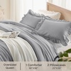 image:imageQueen Comforter Set Pink Bow amp Ruffle Bedding 3 Pieces  White with Green Leaf Floral Print Farmhouse Romantic Bedding Set90x90 InchSilver Gray