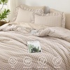 image:imageQueen Comforter Set Pink Bow amp Ruffle Bedding 3 Pieces  White with Green Leaf Floral Print Farmhouse Romantic Bedding Set90x90 InchTan Gingham