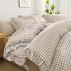 image:imageQueen Comforter Set Pink Bow amp Ruffle Bedding 3 Pieces  White with Green Leaf Floral Print Farmhouse Romantic Bedding Set90x90 InchTan Gingham