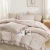 image:imageQueen Comforter Set Pink Bow amp Ruffle Bedding 3 Pieces  White with Green Leaf Floral Print Farmhouse Romantic Bedding Set90x90 InchTan Gingham