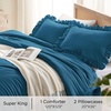 image:imageQueen Comforter Set Pink Bow amp Ruffle Bedding 3 Pieces  White with Green Leaf Floral Print Farmhouse Romantic Bedding Set90x90 InchTeal