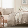 image:imageQueen Comforter Set Pink Bow amp Ruffle Bedding 3 Pieces  White with Green Leaf Floral Print Farmhouse Romantic Bedding Set90x90 InchWheat