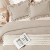 image:imageQueen Comforter Set Pink Bow amp Ruffle Bedding 3 Pieces  White with Green Leaf Floral Print Farmhouse Romantic Bedding Set90x90 InchWheat