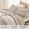 image:imageQueen Comforter Set Pink Bow amp Ruffle Bedding 3 Pieces  White with Green Leaf Floral Print Farmhouse Romantic Bedding Set90x90 InchWheat