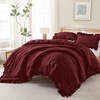 image:imageQueen Comforter Set Pink Bow amp Ruffle Bedding 3 Pieces  White with Green Leaf Floral Print Farmhouse Romantic Bedding Set90x90 InchBurgundy