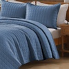 image:image100 Cotton Queen Beige Quilt 3 Piece Striped Quilted Bedding  Soft Lightweight Bedspreads Coverlets Set with 2 Pillow Shams All Season Use Soild Bedding for Bedroom Guest Room 90x96Squarenavy
