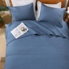 image:image100 Cotton Queen Beige Quilt 3 Piece Striped Quilted Bedding  Soft Lightweight Bedspreads Coverlets Set with 2 Pillow Shams All Season Use Soild Bedding for Bedroom Guest Room 90x96Widstitchnavy