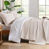 image:image100 Cotton Queen Beige Quilt 3 Piece Striped Quilted Bedding  Soft Lightweight Bedspreads Coverlets Set with 2 Pillow Shams All Season Use Soild Bedding for Bedroom Guest Room 90x96Stripebeige