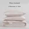 image:image100 Cotton Queen Beige Quilt 3 Piece Striped Quilted Bedding  Soft Lightweight Bedspreads Coverlets Set with 2 Pillow Shams All Season Use Soild Bedding for Bedroom Guest Room 90x96Stripebeige