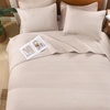 image:image100 Cotton Queen Beige Quilt 3 Piece Striped Quilted Bedding  Soft Lightweight Bedspreads Coverlets Set with 2 Pillow Shams All Season Use Soild Bedding for Bedroom Guest Room 90x96Widstitchoatmeal
