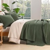 image:image100 Cotton Queen Beige Quilt 3 Piece Striped Quilted Bedding  Soft Lightweight Bedspreads Coverlets Set with 2 Pillow Shams All Season Use Soild Bedding for Bedroom Guest Room 90x96Widstitcharmy Green
