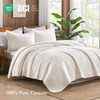 image:image100 Cotton Queen Beige Quilt 3 Piece Striped Quilted Bedding  Soft Lightweight Bedspreads Coverlets Set with 2 Pillow Shams All Season Use Soild Bedding for Bedroom Guest Room 90x96Widstitchivory