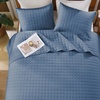 image:image100 Cotton Queen Beige Quilt 3 Piece Striped Quilted Bedding  Soft Lightweight Bedspreads Coverlets Set with 2 Pillow Shams All Season Use Soild Bedding for Bedroom Guest Room 90x96Squarenavy