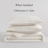 image:image100 Cotton Queen Beige Quilt 3 Piece Striped Quilted Bedding  Soft Lightweight Bedspreads Coverlets Set with 2 Pillow Shams All Season Use Soild Bedding for Bedroom Guest Room 90x96Squareivory