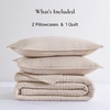 image:image100 Cotton Queen Beige Quilt 3 Piece Striped Quilted Bedding  Soft Lightweight Bedspreads Coverlets Set with 2 Pillow Shams All Season Use Soild Bedding for Bedroom Guest Room 90x96Widstitchoatmeal
