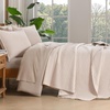 image:image100 Cotton Queen Beige Quilt 3 Piece Striped Quilted Bedding  Soft Lightweight Bedspreads Coverlets Set with 2 Pillow Shams All Season Use Soild Bedding for Bedroom Guest Room 90x96Widstitchoatmeal