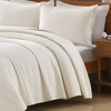 image:image100 Cotton Queen Beige Quilt 3 Piece Striped Quilted Bedding  Soft Lightweight Bedspreads Coverlets Set with 2 Pillow Shams All Season Use Soild Bedding for Bedroom Guest Room 90x96Stripeivory