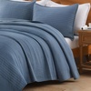 image:image100 Cotton Queen Beige Quilt 3 Piece Striped Quilted Bedding  Soft Lightweight Bedspreads Coverlets Set with 2 Pillow Shams All Season Use Soild Bedding for Bedroom Guest Room 90x96Widstitchnavy